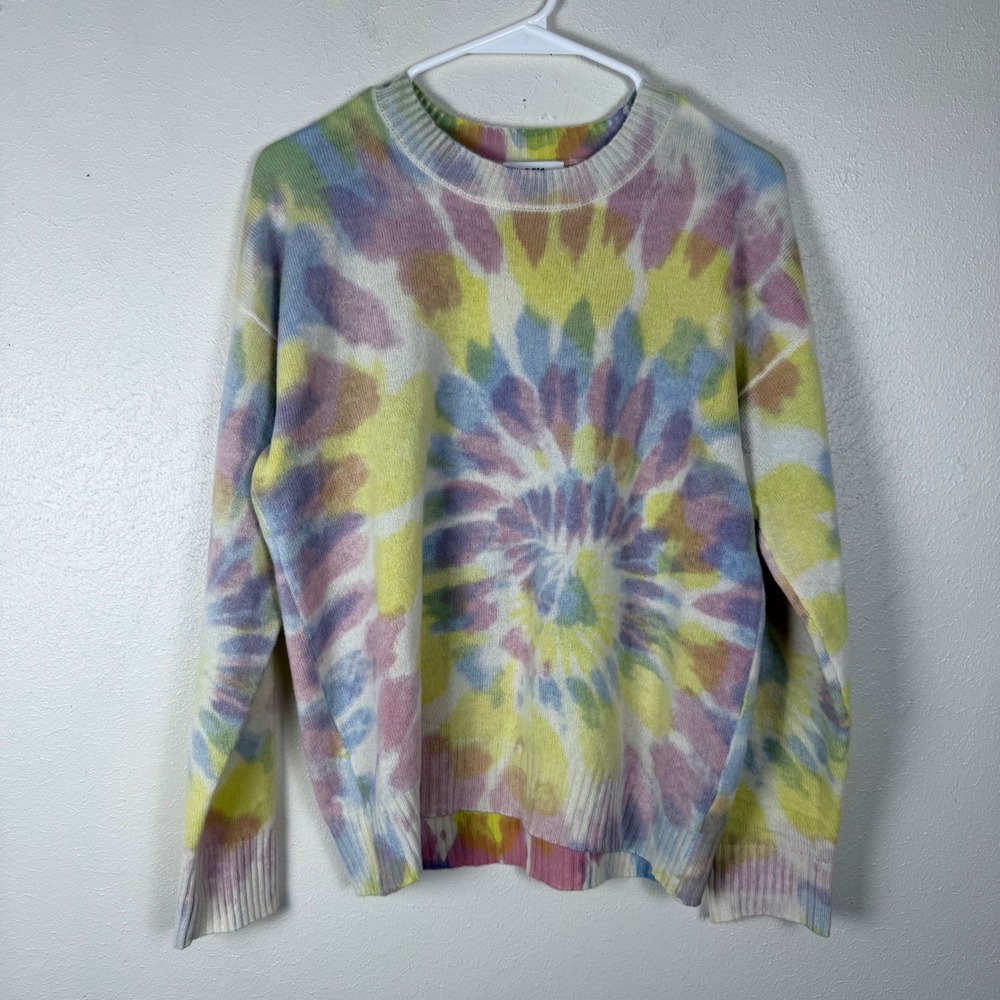27 Miles‎ Womens Pastel Tie Dye Swirl Knit Crew Neck Sweater Multicolor Size M